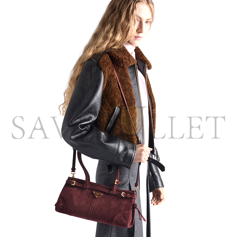 PRADA BONNIE MEDIUM SUEDE HANDBAG 1BA426 (32*15.5*12cm) PRADA BONNIE MEDIUM SUEDE HANDBAG 1BA426 (32*15.5*12cm)